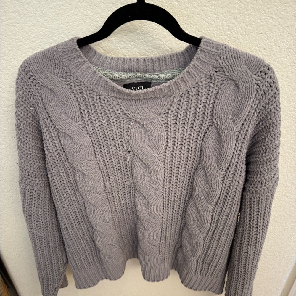 Vici Lavender Cable Knit Sweater